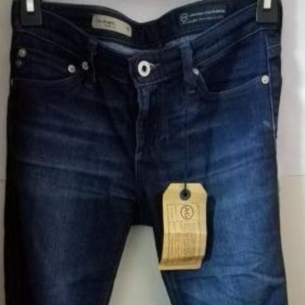 AG The Angel Dark Wash Crop Raw Hem Jeans Sz 24R